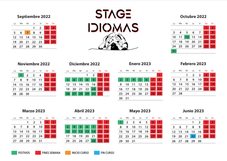 Calendario Curso 22 23 Stage Idiomas